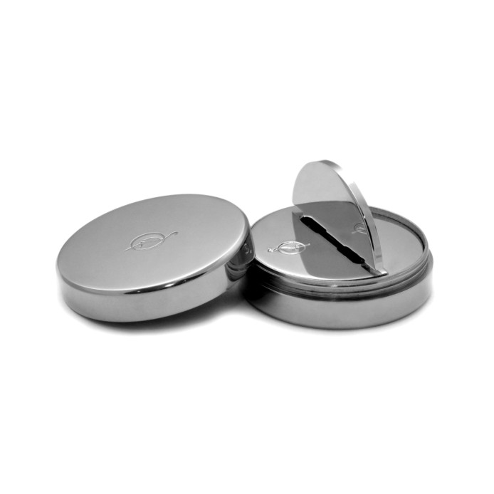 Металлическая карманная оснастка для круглой печати с штемпельной подушкой внутри. Диаметр 40 мм.